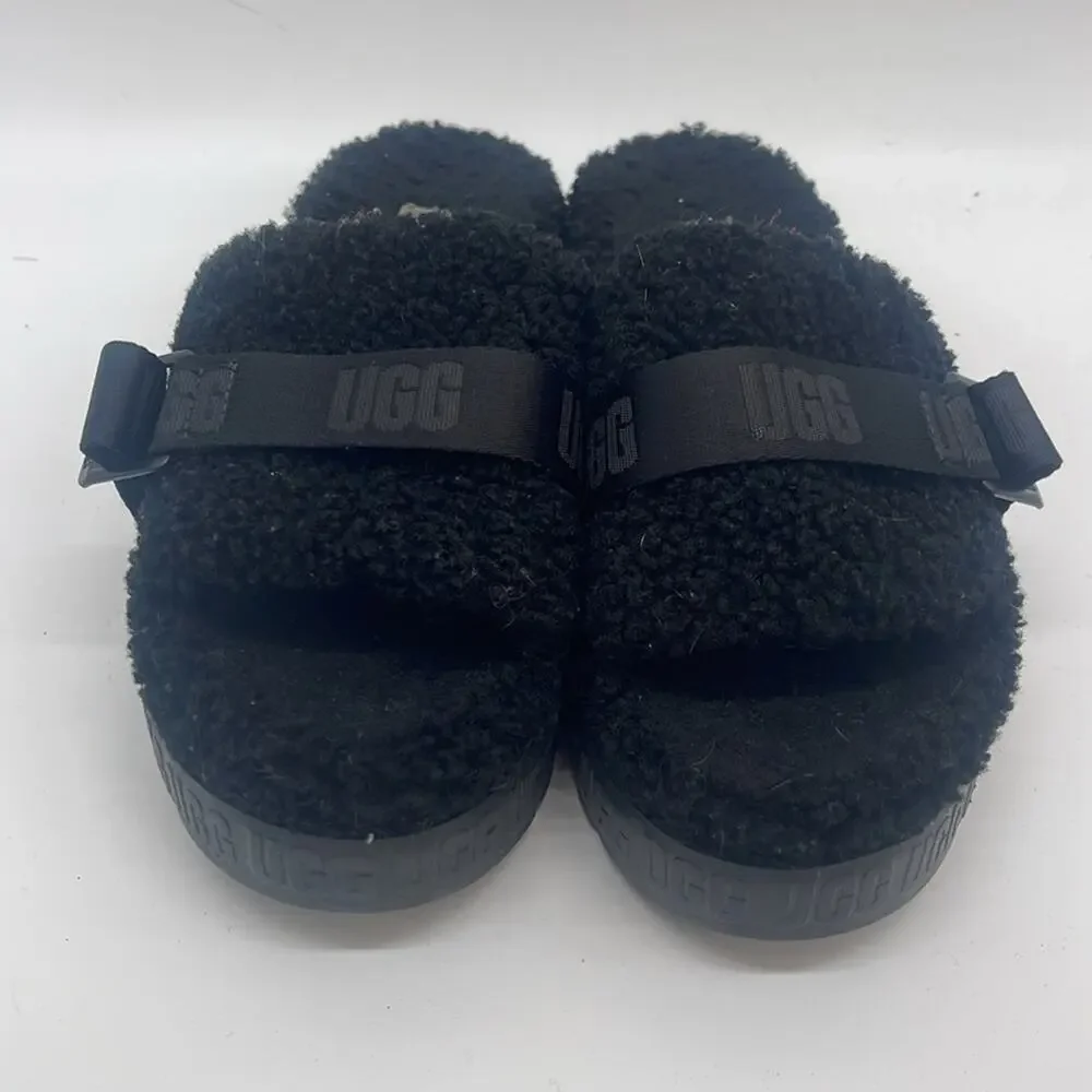 UGG Fluffita sheepskin Sherpa slip on platform sandals sz 12